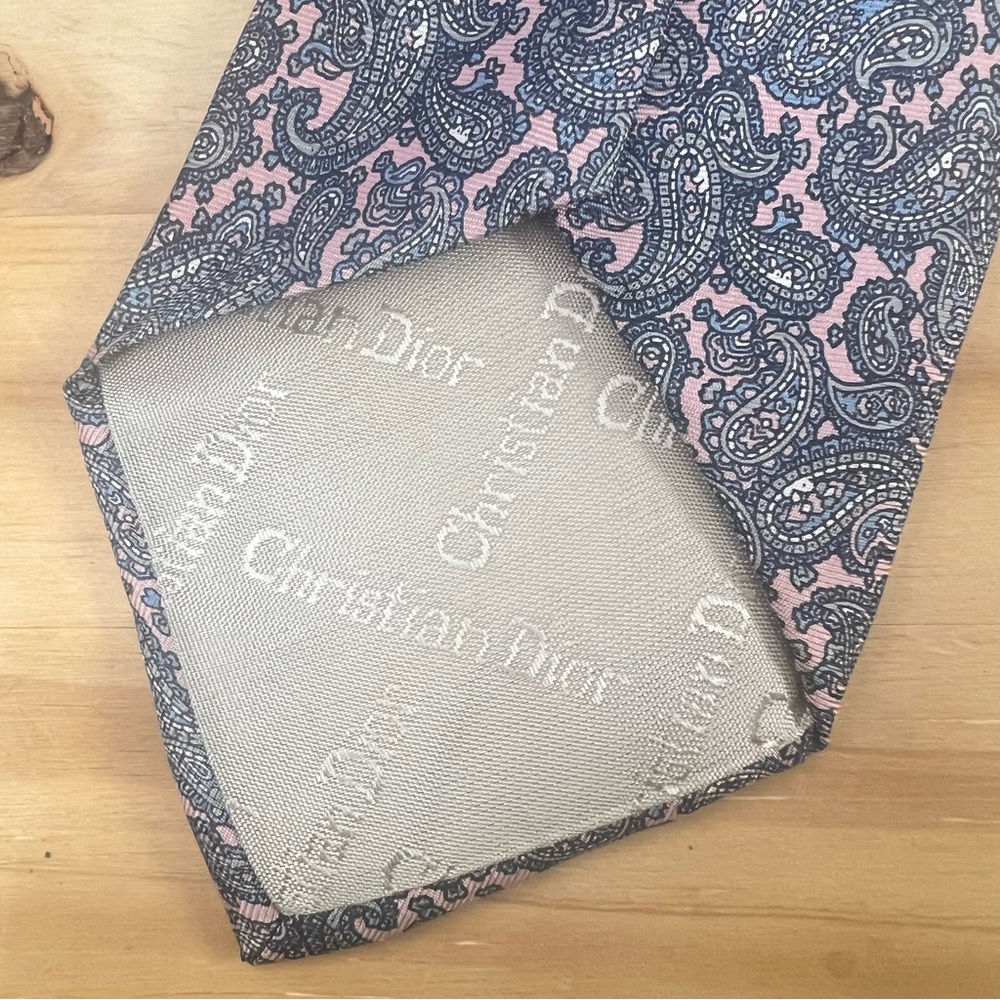 *2/$60* Christian Dior Pink, Silver and Blue Silk Tie - Picture 7 of 9